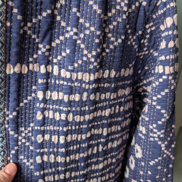 Stunning Monsoon 100% Cotton Quilted / Woven Navy Patterned Jacket - Large - Picture 7 of 12